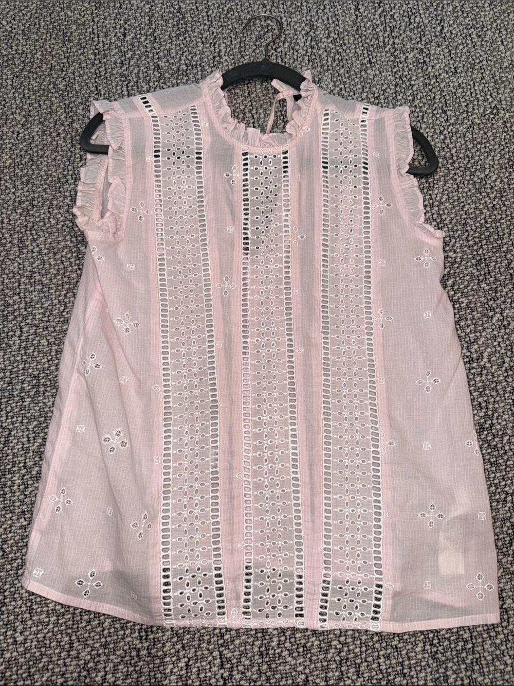 Topshop Pale Pink Eyelet Ruffle-Tie Sleeveless Camisole
